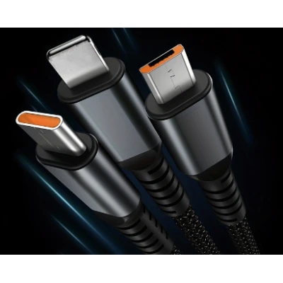 Cablu de date 3 IN 1 afisaj digital PD100W Lightning/ Type C/Micro