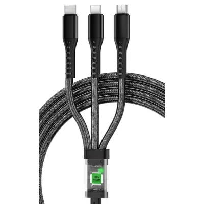 Cablu de date 3 IN 1 afisaj digital PD100W Lightning/ Type C/Micro