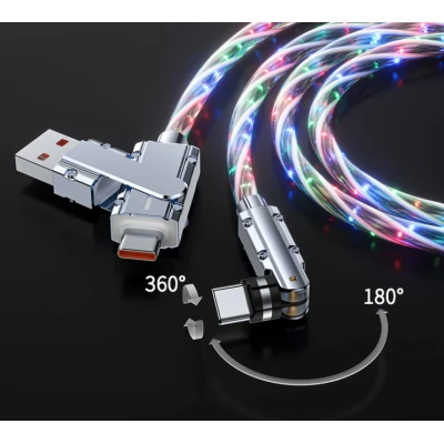 Cablu de date cu incarcare super rapida si lumina LED PD 4 in 1
