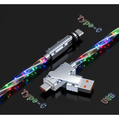 Cablu de date cu incarcare super rapida si lumina LED PD 4 in 1