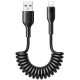 Cablu de date USB la iPhone Lightning spiralat negru