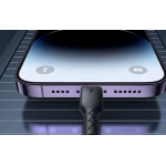 Cablu de date USB la iPhone Lightning spiralat negru