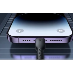 Cablu de date USB la iPhone Lightning spiralat negru