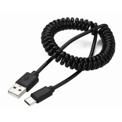 Cablu de date USB la USB type C spiralat negru