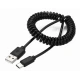 Cablu de date USB la USB type C spiralat negru
