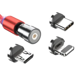 Cablu magnetic 3 in 1 incarcare si transfer date telefon Lightning Micro USB Type C