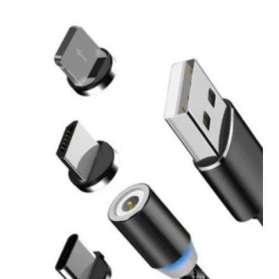 Cablu magnetic 3 in 1 incarcare si transfer date telefon Lightning Micro USB Type C