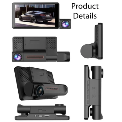 Camera auto de bord tripla Full HD 1080P 3 camere fata+interior+marsarier Senzor de coliziune G-senzor Filmare continua Vedere nocturna