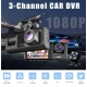 Camera auto DVR trei camere fata spate interior 1920*1296p super HD unghi larg de filmare 170 grade