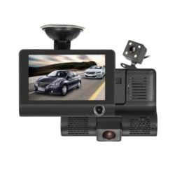 Camera Auto Tripla 3 in 1 ce Filmeaza in Fata in Interiorul si in Spatele Masinii