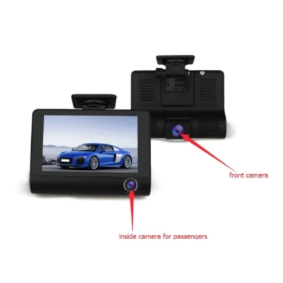 Camera Auto Tripla 3 in 1 ce Filmeaza in Fata in Interiorul si in Spatele Masinii
