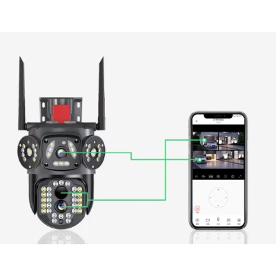 Camera de supraveghere 3 IN 1 M145 Tripla 6K cu 6 Megapixeli Wireless Rotire automata Inteligent tracking Supravegheaza 3 zone simultan
