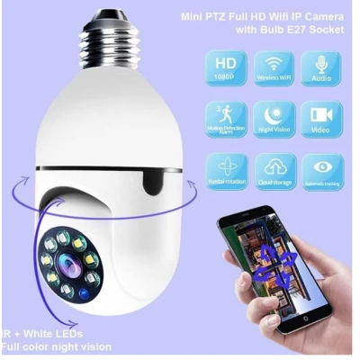 Camera de supraveghere Andowl Q S805 smart bulb PTZ WIFI 2.4G 1080P tip bec E27 cu senzor de miscare