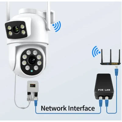 Camera de supraveghere cu lentila duala de 4MP x 2 WIFI 2.4GHZ Audio bidirectionala