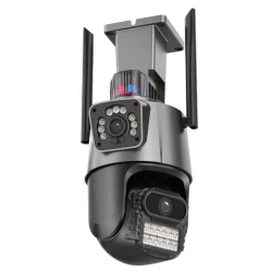 Camera de supraveghere dubla WIFI 8MP exterior/interior Ultra HD 5X zoom comunicare bidirectionala GRI
