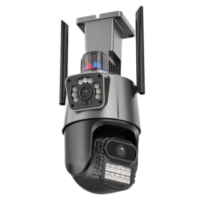 Camera de supraveghere dubla WIFI 8MP exterior/interior Ultra HD 5X zoom comunicare bidirectionala GRI