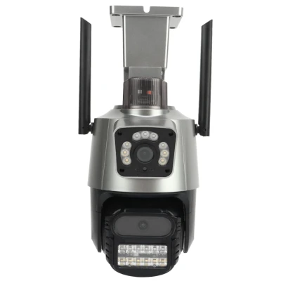 Camera de supraveghere dubla WIFI 8MP exterior/interior Ultra HD 5X zoom comunicare bidirectionala GRI