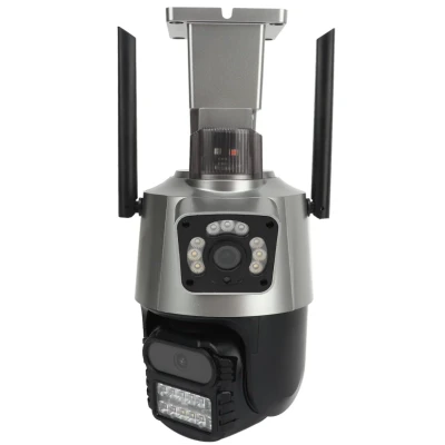 Camera de supraveghere dubla WIFI 8MP exterior/interior Ultra HD 5X zoom comunicare bidirectionala GRI