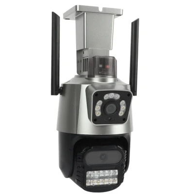Camera de supraveghere dubla WIFI 8MP exterior/interior Ultra HD 5X zoom comunicare bidirectionala GRI