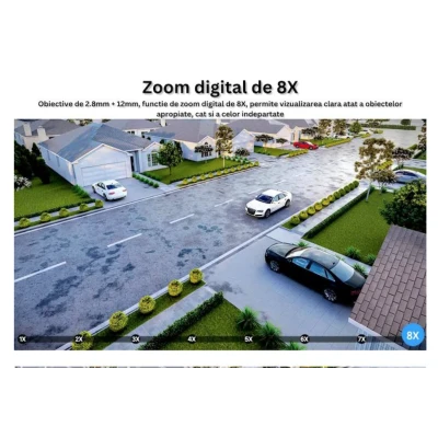 Camera de supraveghere dubla WIFI 8MP exterior/interior Ultra HD 5X zoom rotire alarma senzor miscare AX