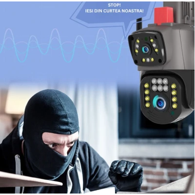 Camera de supraveghere FullHd 4MP PTZ WiFi exterior/interior Night Vision Color Comunicare bidirectionala Intelligent tracking