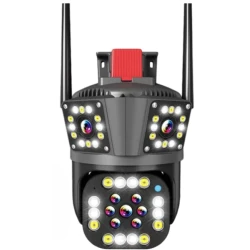 Camera de supraveghere inteligenta 4K cu senzor de miscare LED infrarosii si lumini LED albe