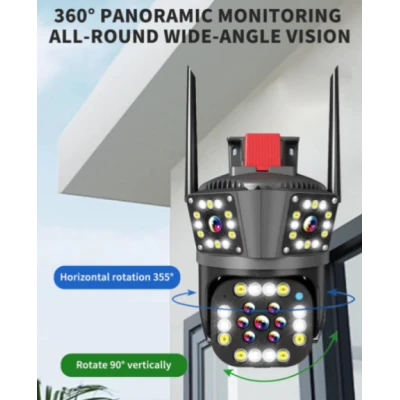 Camera de supraveghere inteligenta 4K cu senzor de miscare LED infrarosii si lumini LED albe