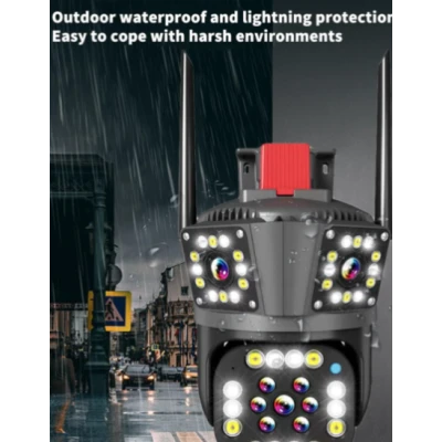 Camera de supraveghere inteligenta 4K cu senzor de miscare LED infrarosii si lumini LED albe