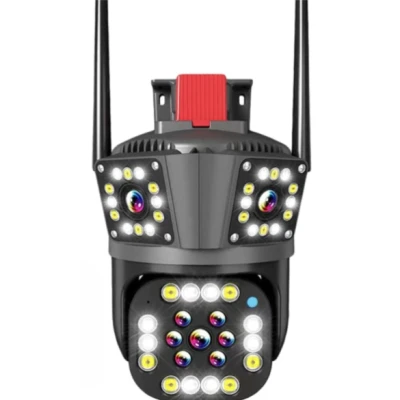 Camera de supraveghere inteligenta 4K cu senzor de miscare LED infrarosii si lumini LED albe