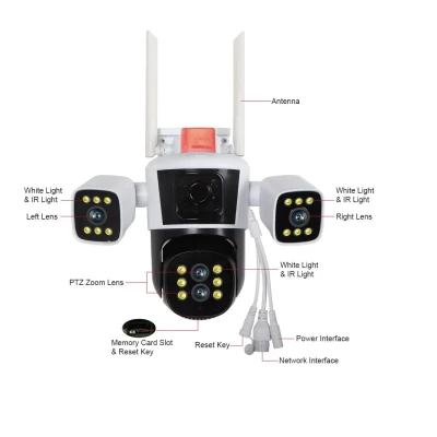 Camera de supraveghere profesionala WIFI G555 Full HD Zoom 10X cu 4 lentile