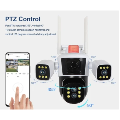 Camera de supraveghere profesionala WIFI G555 Full HD Zoom 10X cu 4 lentile