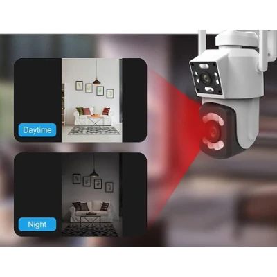 Camera de supraveghere PTZ  WIFI 2.4G audio bidirectionala si lentila dual ALB