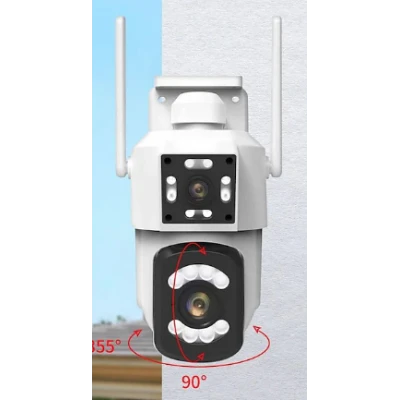 Camera de supraveghere PTZ  WIFI 2.4G audio bidirectionala si lentila dual ALB