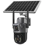 Camera de supraveghere V380 cu panou solar 8MP Detectare PIR lentile duble GRI