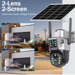 Camera de supraveghere V380 cu panou solar 8MP Detectare PIR lentile duble GRI