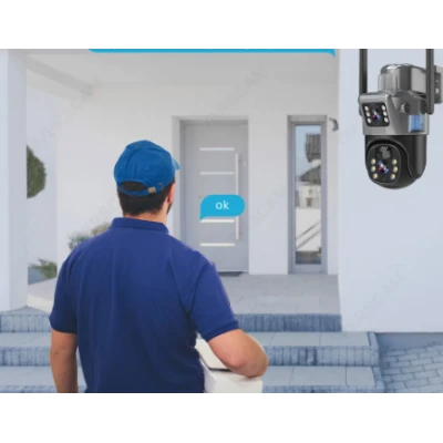 Camera de supraveghere V380 cu panou solar 8MP Detectare PIR lentile duble GRI
