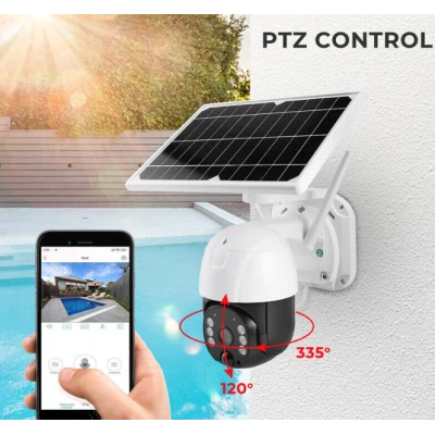 Camera de supraveghere Wifi cu Panou Solar Atasat si Senzor de Miscare alert PTZ