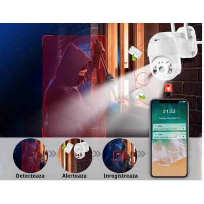 Camera de supraveghere WIFI Pro 8 LED 3MP exterior/interior FullHD 2k 4X zoom