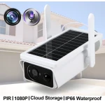 Camera de supraveghere Wifi wireless cu panou solar 2 LED 1080P