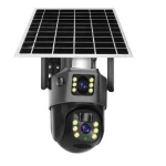 Camera Supraveghere cu Panou Solar 4G PTZ Dual Lens Exterior Rezolutie 2K zoom 10x Optic vedere nocturna GRI