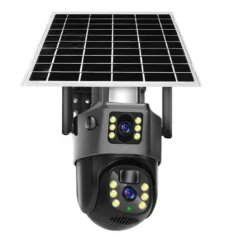 Camera Supraveghere cu Panou Solar 4G PTZ Dual Lens Exterior Rezolutie 2K zoom 10x Optic vedere nocturna GRI