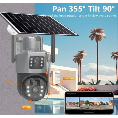 Camera Supraveghere Dubla cu Panou Solar Ultra HD Dual Camera 5MP