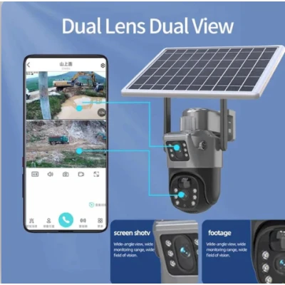 Camera Supraveghere Dubla cu Panou Solar Ultra HD Dual Camera 5MP