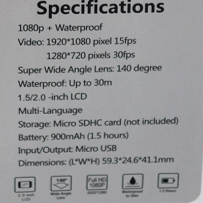 Camera video sport Andowl QY 09K HD Autonomie 70 min Acumulator 650 mAh