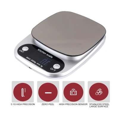 Cantar de bucatarie electronic cu display LCD GRI