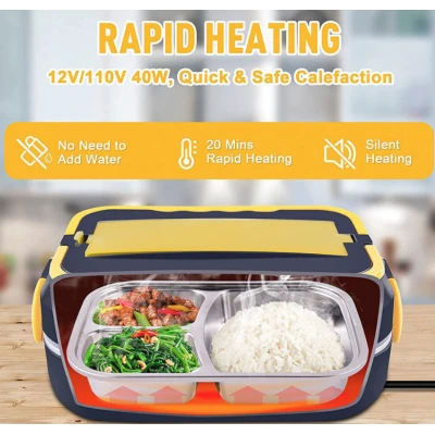 Caserola electrica capacitate 1.5L cu accesorii la priza sau auto pentru incalzire si depozitare mancare aliemntare