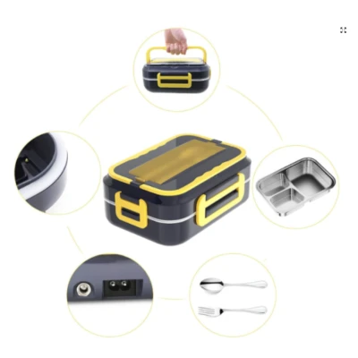 Caserola electrica capacitate 1.5L cu accesorii la priza sau auto pentru incalzire si depozitare mancare aliemntare