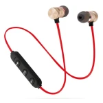 Casti audio Bluetooth sport stereo cu suport magnetic rosu auriu