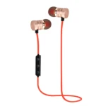 Casti audio Bluetooth sport stereo cu suport magnetic rosu auriu