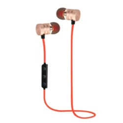 Casti audio Bluetooth sport stereo cu suport magnetic rosu auriu